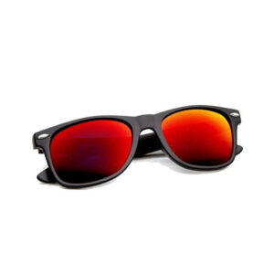 Svarta Wayfarer Solglasögon Rött Spegelglas