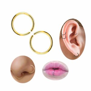 2-pack Guld Fake Piercing Öron Läpp Näsring Septum Läppring