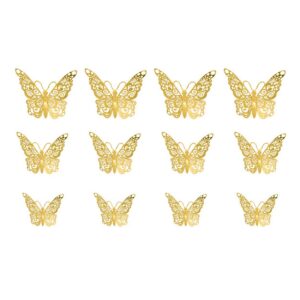 12-pack Fjärilar 3d Väggdekal Väggdekor Väggdekoration Guld