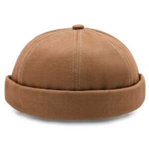 Beige Docker Hat Keps Rullad Skärm Mössa Beanie Sotarmössa