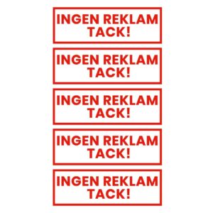 3-pack Ingen Reklam Tack Klistermärke Dekal Röd 3,5x10,5cm
