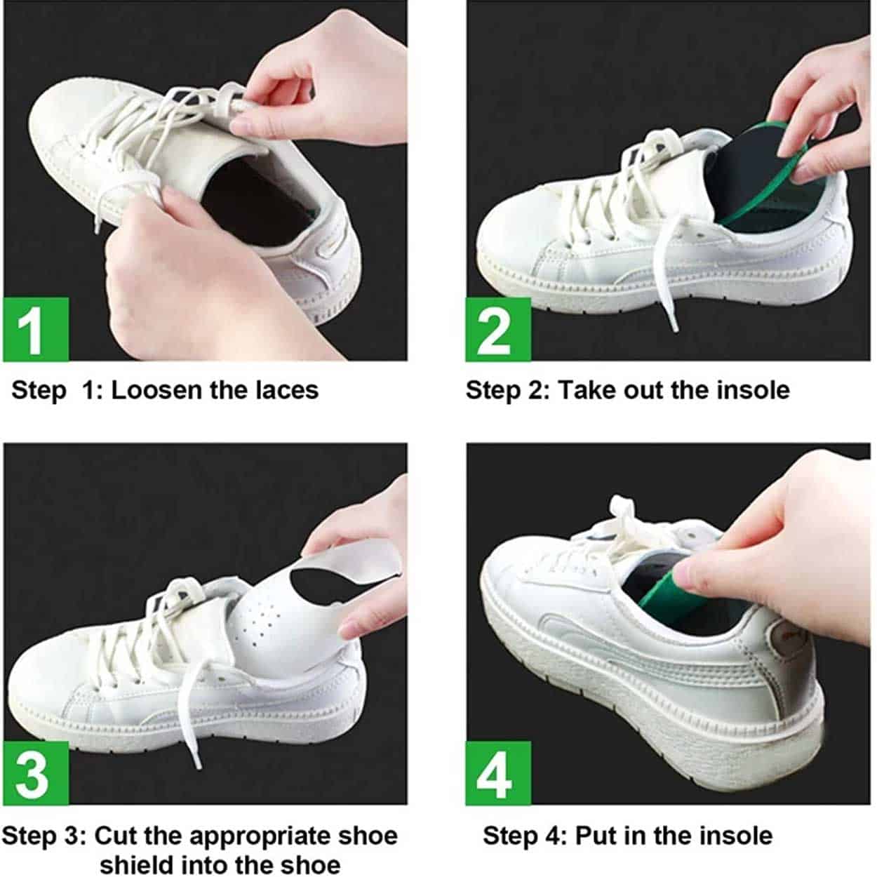 Skydd mot skoveck / gångveck på sneakers 2-pack vit