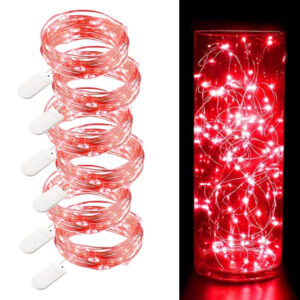 6-pack 1m Mini Led Ljusslinga Batteridriven Röd
