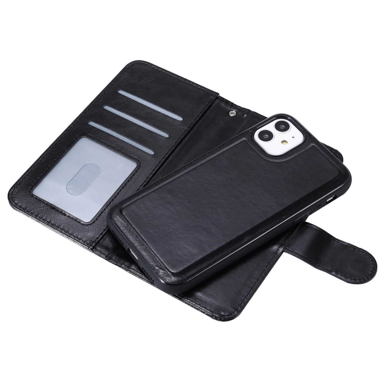 Iphone 14 plus 2-i-1 magnetiskt plånboksfodral svart