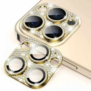 iPhone 14 Pro/14 Pro Max Kameraskydd Härdat Glas Bling Guld