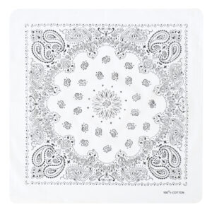 Dubbelsidig Bandana i 100% Bomull – Paisleymönster 55x55 cm, Vit